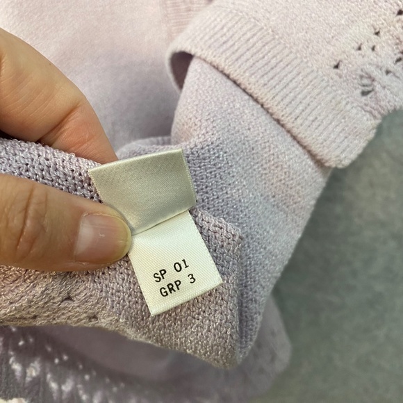 St John Collection Size 4 Short Sleeve Lavender Button Front Cardigan Sweater - Picture 9 of 11